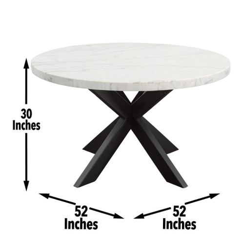 Xena - Marble Top Round Table - White / Black On Clearance