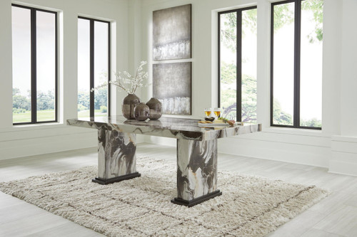 Jeshina - Dining Table - Dark Brown / Beige On Clearance