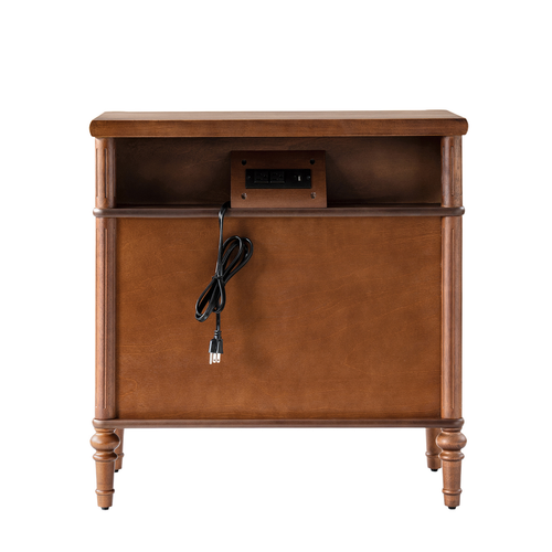 Derk Transitional 28"W 3-Drawer Fluted Solid Nightstand with Built-in Power Outlets On Clearance