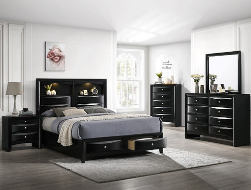 Lowest Price Fallon Black Bedroom Set - Bed & Dresser & Mirror & Night Stand -  SET -B4288 by  [product_brand] - Kassa Mall in Houston and Katy Texas
