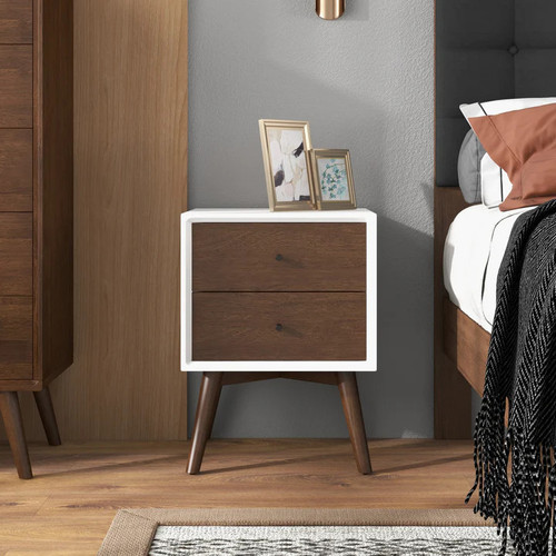 Noak Night Stand - White Walnut 2 Drawer | KM Home Furniture and Mattress Store | TX | Best Furniture stores in Houston