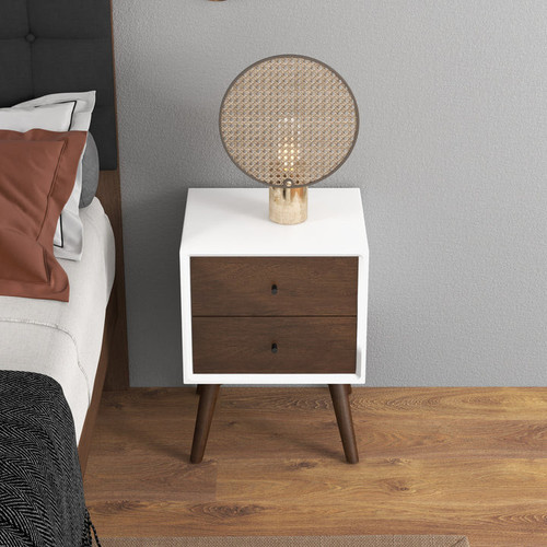 Noak Night Stand - White Walnut 2 Drawer | KM Home Furniture and Mattress Store | TX | Best Furniture stores in Houston