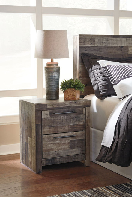 Derekson - Two Drawer Night Stand - Multi Gray On Clearance