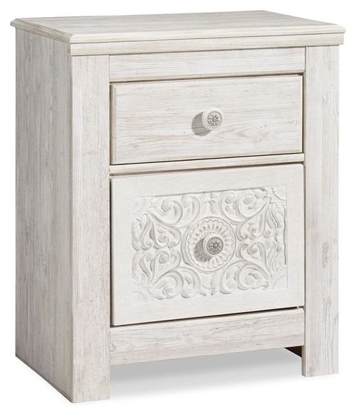 Paxberry - Two Drawer Night Stand - Whitewash On Clearance