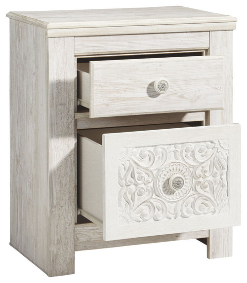 Paxberry - Two Drawer Night Stand - Whitewash On Clearance