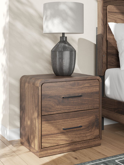 Fortlorn - Two Drawer Night Stand - Walnut Brown On Clearance