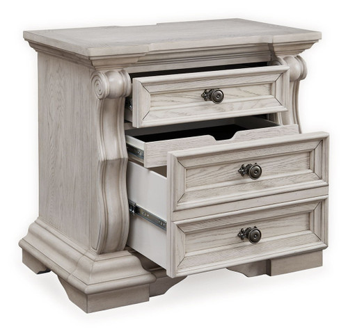 Bruchandi - Three Drawer Night Stand - Antique White On Clearance