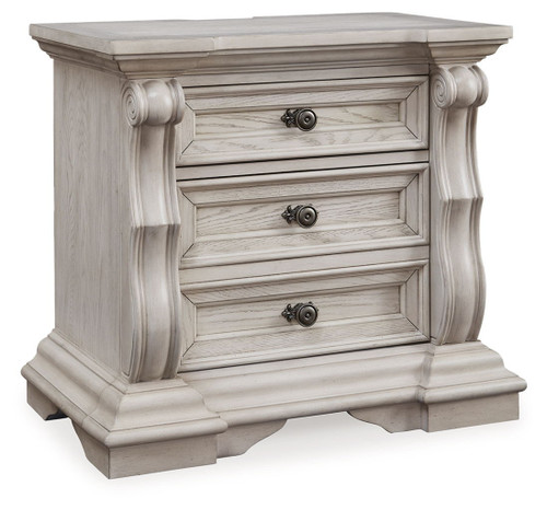 Bruchandi - Three Drawer Night Stand - Antique White On Clearance