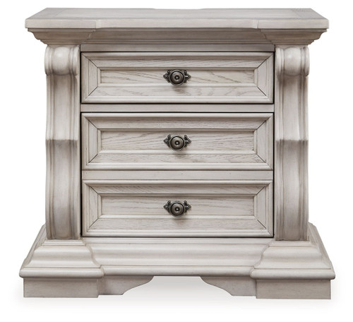 Bruchandi - Three Drawer Night Stand - Antique White On Clearance