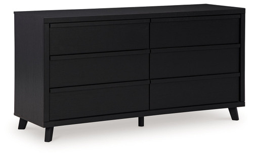 Danziar - Six Drawer Dresser - Black On Clearance