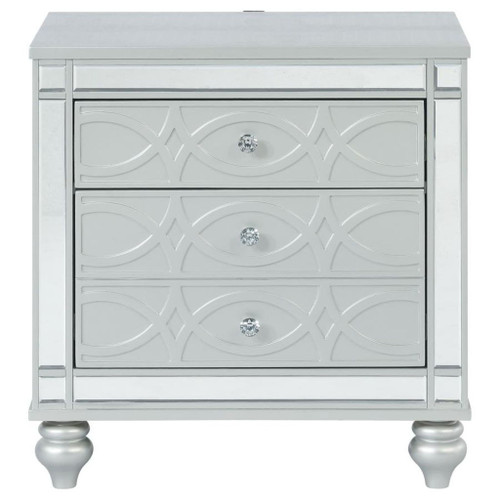 Gunnison - 2-Drawer Nightstand - Silver Metallic On Clearance
