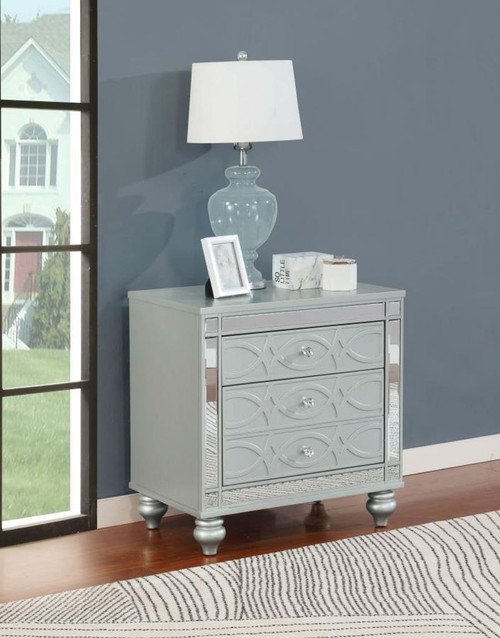 Gunnison - 2-Drawer Nightstand - Silver Metallic On Clearance