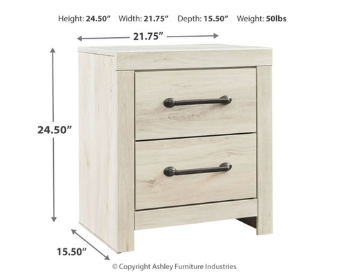 Cambeck - Two Drawer Night Stand - Whitewash On Clearance