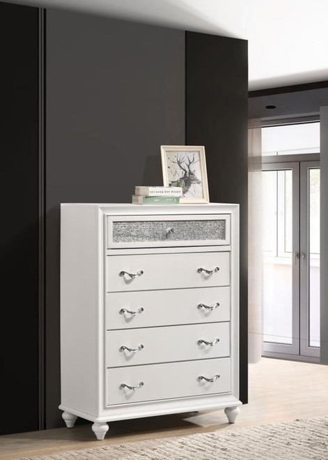 Barzini - 5-Drawer Bedroom Chest - White On Clearance