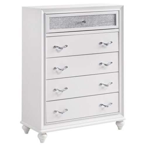 Barzini - 5-Drawer Bedroom Chest - White On Clearance