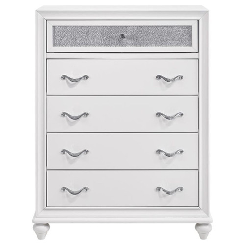 Barzini - 5-Drawer Bedroom Chest - White On Clearance