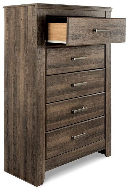Juararo - Five Drawer Chest - Dark Brown On Clearance