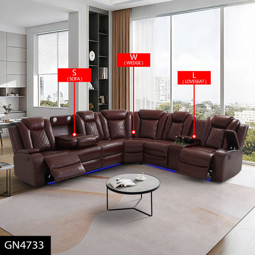 Red Breathing Leather 3-Piece Living Room Sectional
