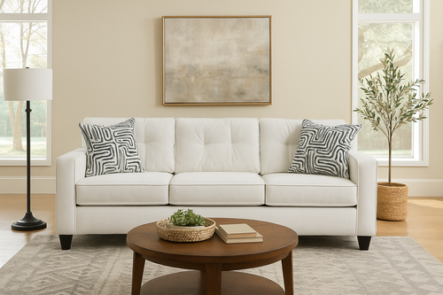 Sunday Cream Sofa and Loveseat Set 710 by Happy Homes