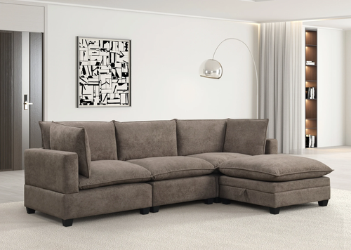 Cloud Mocha Modular Sectional in Performance Fabric by Happy Homes