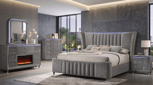 Cleopatra Gray Bedroom Set by Happy Homes
