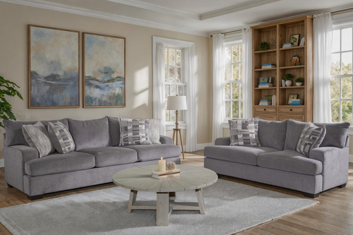 Behold Brynn Heather Sofa and Loveseat Set 2557 by Happy Homes