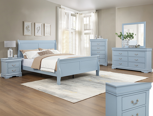 Louis Philip Bedroom Set in Blue B3760 by Crown Mark