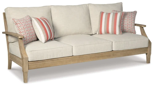 Clare View - Sofa with Cushion - Beige On Clearance