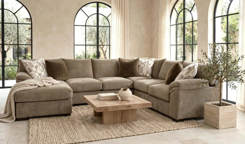Charlotte Stationary Sectional in Fabric 7808 by Happy Homes