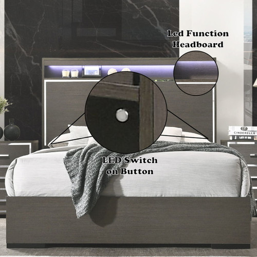 Escher - Eastern King Bed - Gray Oak