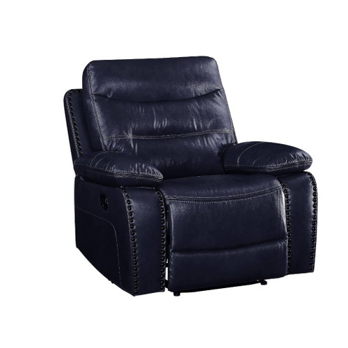 Aashi - Motion Recliner - Navy Leather-Gel Match