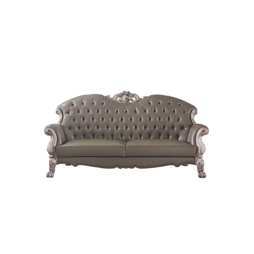 Dresden - 47" Sofa With 5 Pillows - Synthetic Leather & Vintage Bone White
