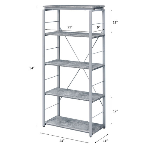 Jurgen - Bookshelf - Faux Concrete & Silver