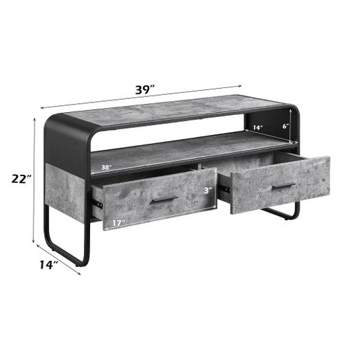 Raziela - 22" TV Stand - Concrete Gray & Black