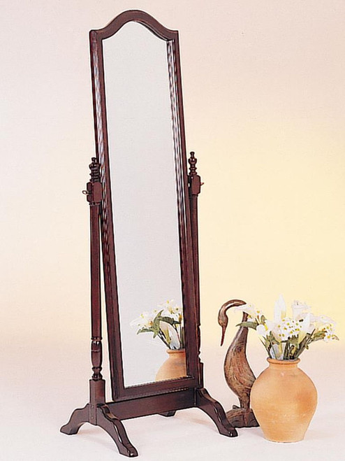 Cabot - Wood Adjustable Full Length Cheval Mirror - Merlot