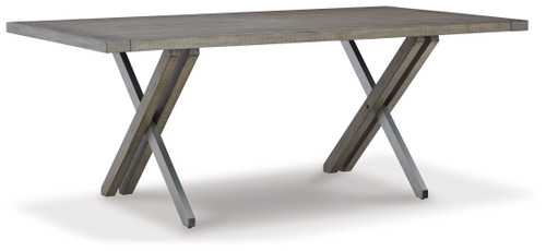 Krystanza - 9 Pc. - Dining Room Table, 8 Oatmeal Side Chairs - Weathered Gray
