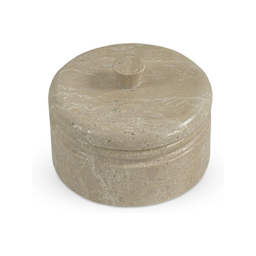 Valencia - Round Travertine Box - Beige