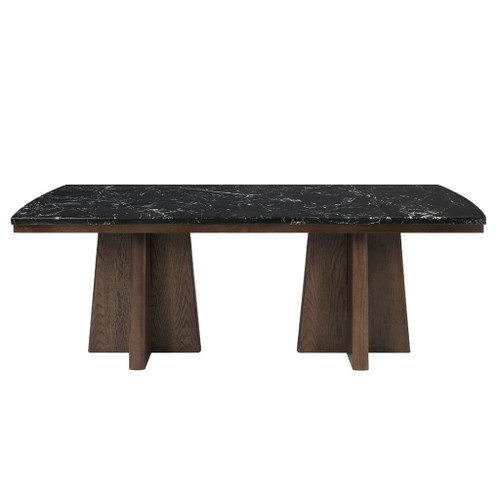 Estella - Dining Table With Marble Top - Black Natural Marble Top & Walnut