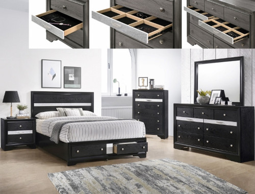 Regata Bedroom Set in Black B4670 by Crown Mark