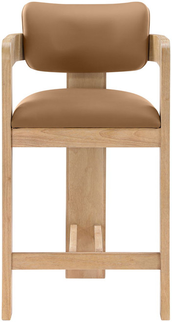 Sacha - Vegan Leather Upholstered Counter Stool With Natural Base