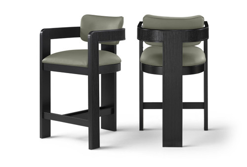 Sacha - Vegan Leather Upholstered Counter Stool With Black Base
