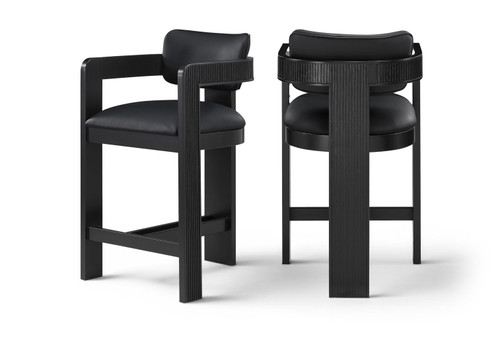 Sacha - Vegan Leather Upholstered Counter Stool With Black Base