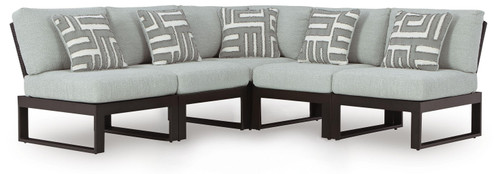 Beachloft - 5-Piece Outdoor Sectional - Black / Gray