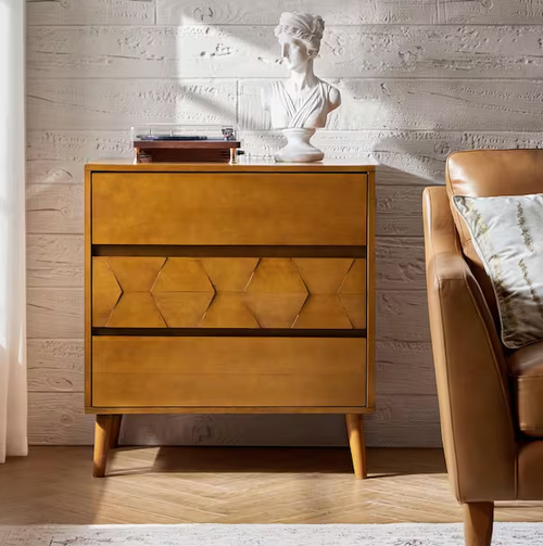 Karla Acorn Mid-century Modern 3-Drawer Dresser with USB and Type-C ports