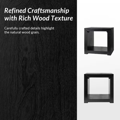Quilla 24 in. Black Rectangle Wood End Table with 1 Drawer
