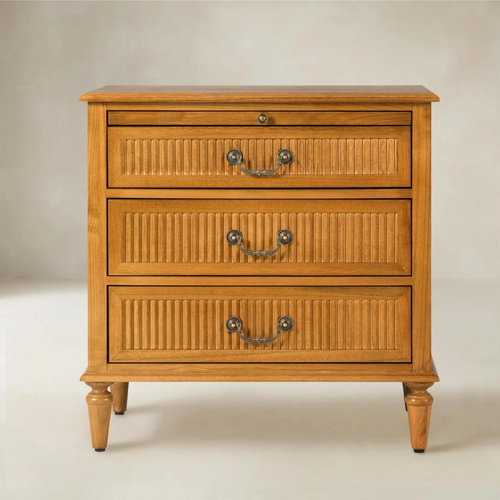 Weer Acorn Farmhouse Solid Wood 3-Drawer 26 in. W Nightstand