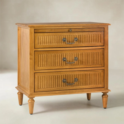 Weer Acorn Farmhouse Solid Wood 3-Drawer 26 in. W Nightstand