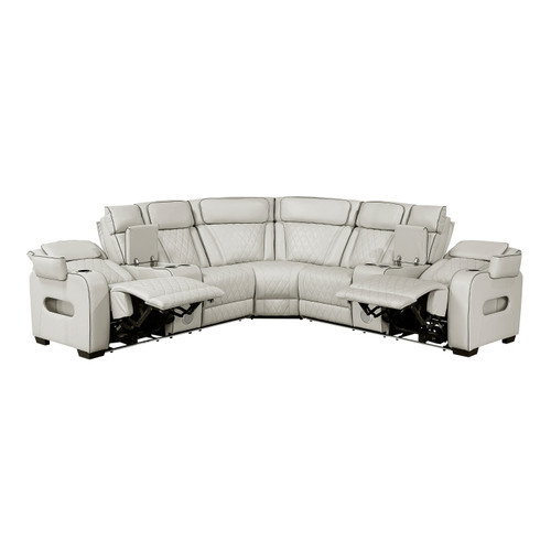 Fairway 3-Piece Power Reclining Sectional with Consoles, Power Headrests, Storage Arms(Top and Side), Cup holders, Charging Ports, Wireless speakers and LED lighting