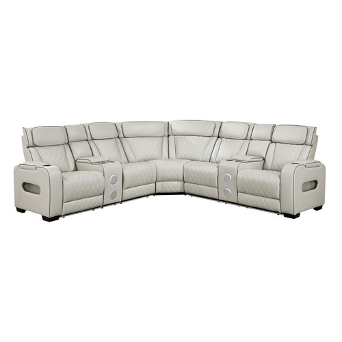 Fairway 3-Piece Power Reclining Sectional with Consoles, Power Headrests, Storage Arms(Top and Side), Cup holders, Charging Ports, Wireless speakers and LED lighting