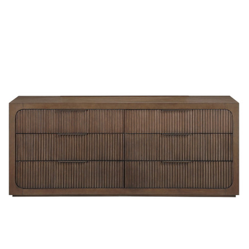 Leanna - Dresser With Wood Top - Brown Oak